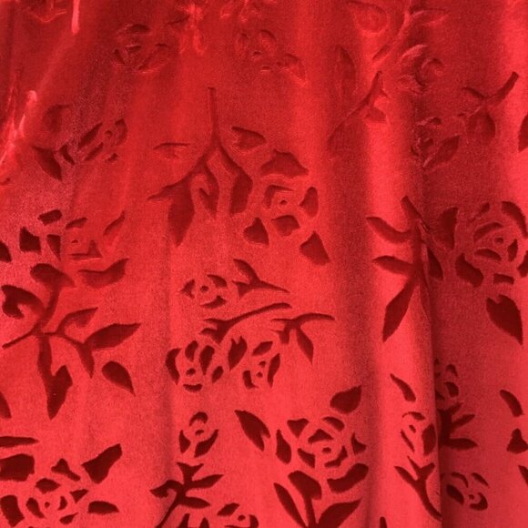 Jouly Women’s Size 1XL Red Floral Crushed Velvet Top Long Sleeve 90’s Vintage - Picture 4 of 10